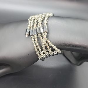 Hematite Wrap  Bracelet or Necklace. Grays and Silvers.